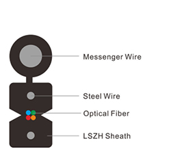 G657A LSZH Jacket 4 Core Outdoor FTTH Drop Cable With Messenger