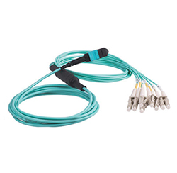 Duplex 3.0mm OM3 MPO-LC Breakout Cable 8 Fiber MTP MPO Patch Cord