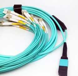 MPO-LC双工3.0mm OM3分支电缆MTP MPO跳线