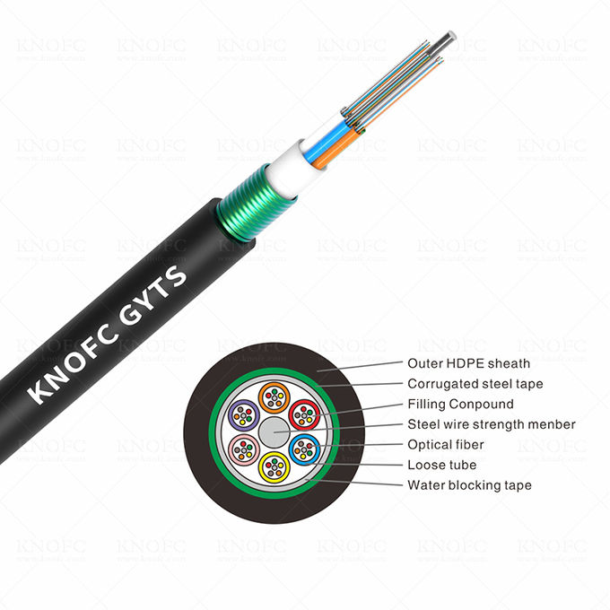 Single Mode Outdoor Armored Fiber Optic Cable GYTS 24 Core G652D 0