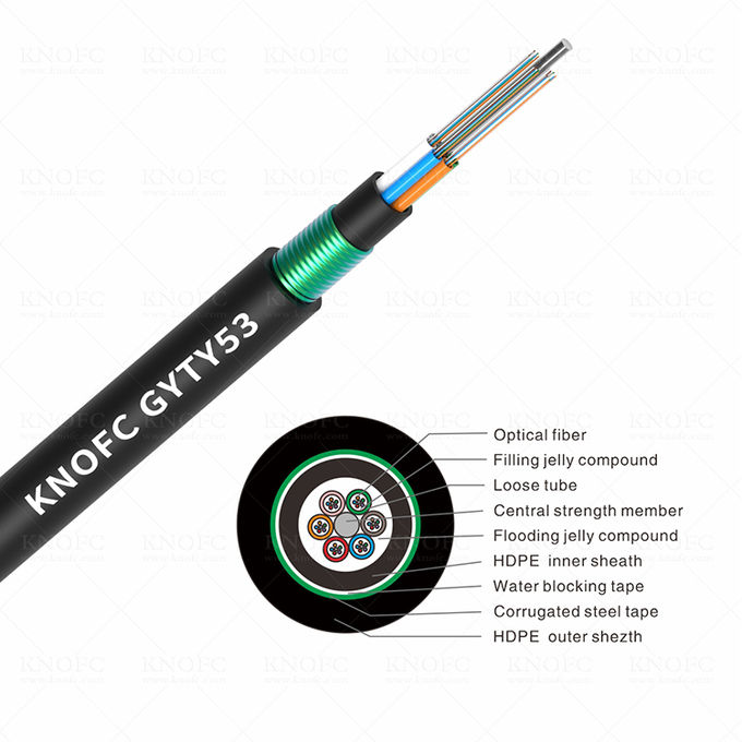 GYTA53 Underground Fiber Cable 48 core Double Jacket Double Armored 0