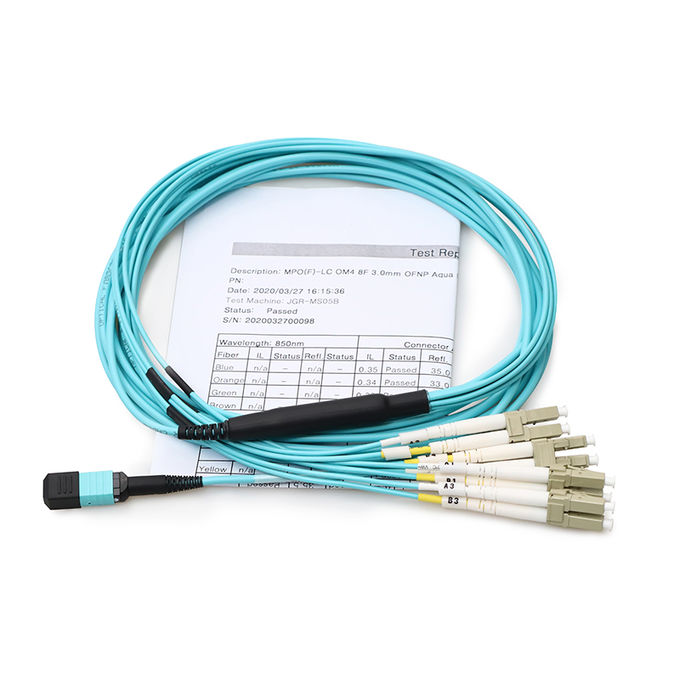 MPO-LC Duplex 3.0mm OM3 Breakout Cable MTP MPO Patch Cord 0